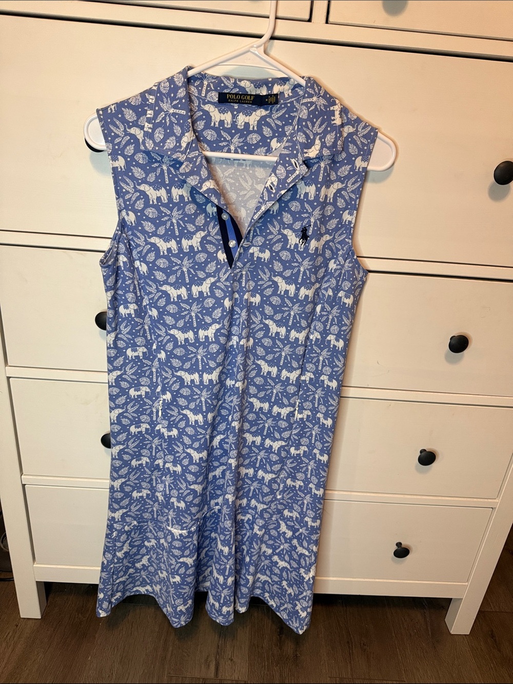 Ralph Lauren polo Sleeveless Blue Floral with elephants Print  Dress